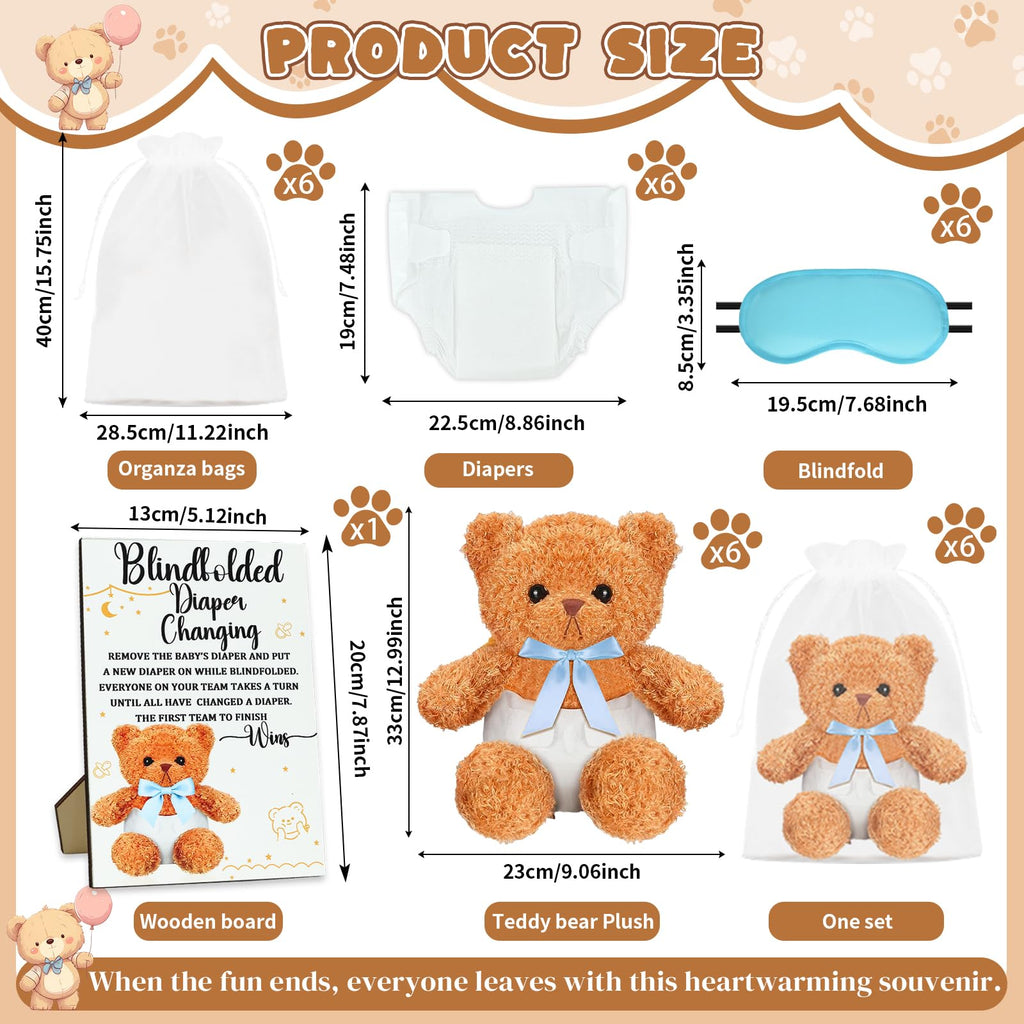 25 Pack Baby Shower Games Blindfold Diaper Changing Kit F4406