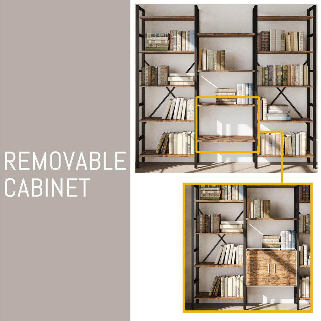 70 x 70" 5 Tier Bookcase with Storage Cabinet Rustic Brown U227908