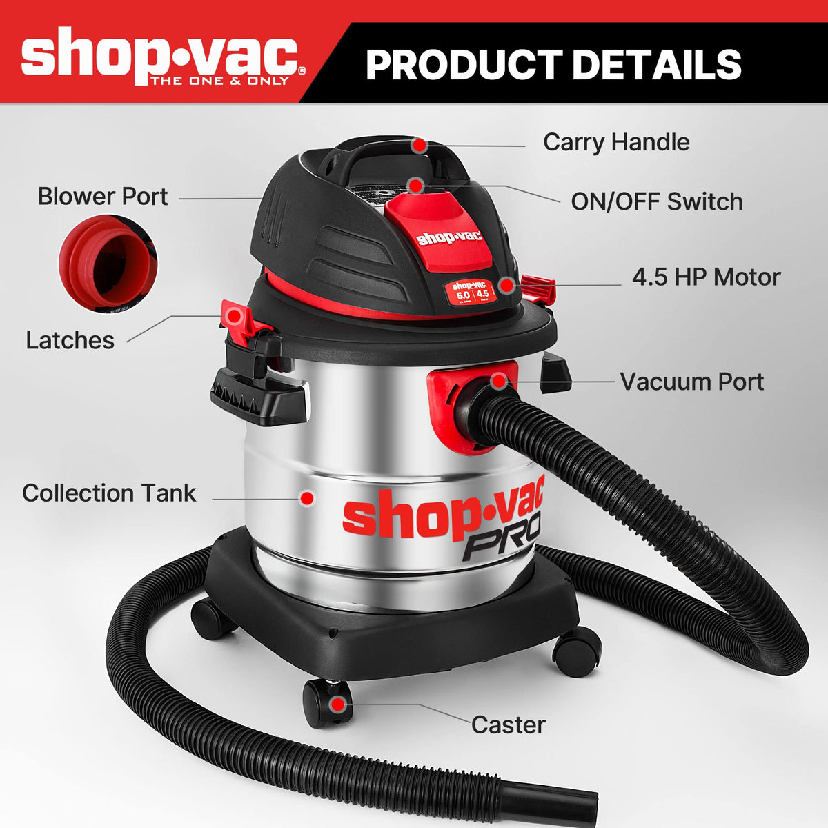 5 Gallon 4.5 Peak HP Wet/Dry Vacuum L780345