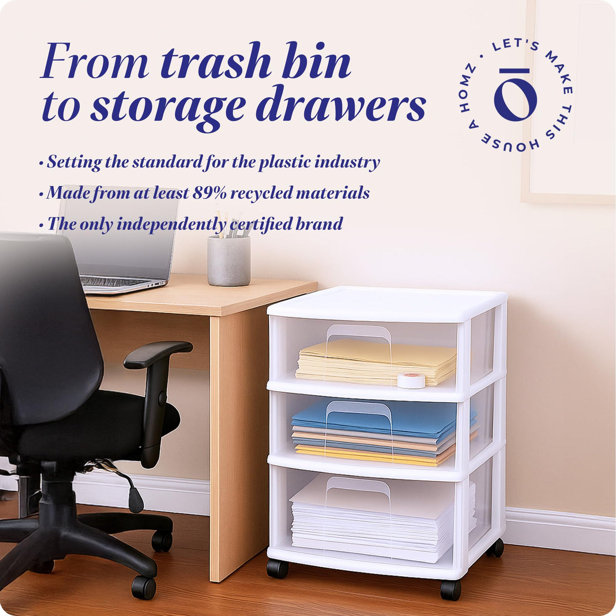 3-Tier Storage Cart with Removable Wheels D29235