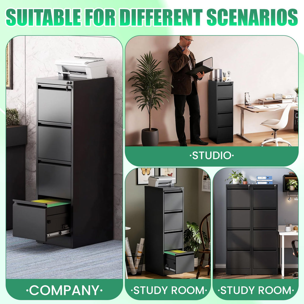 4 Drawer Metal File Cabinet with Lock C143