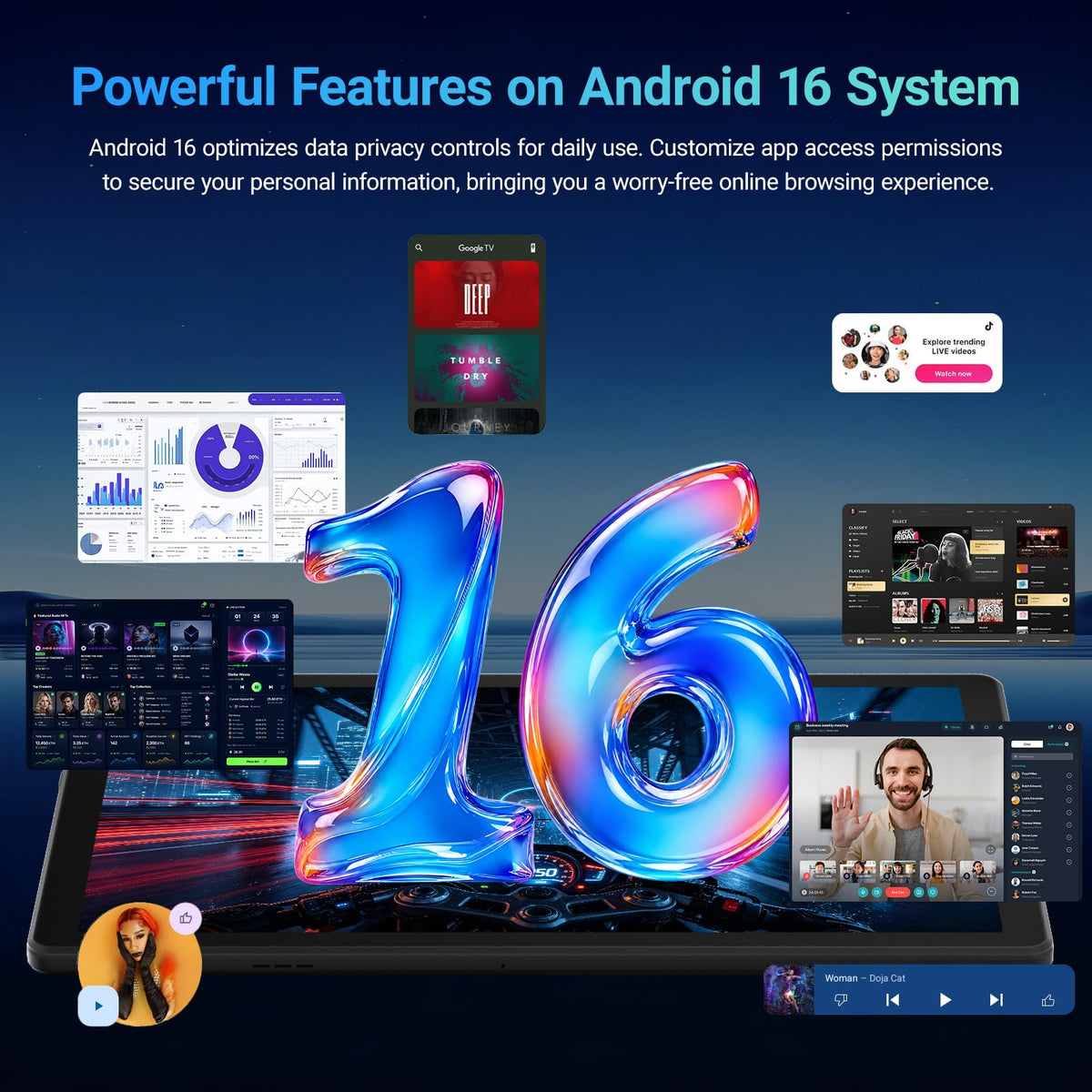 Android 16 Tablet with Keyboard F21262