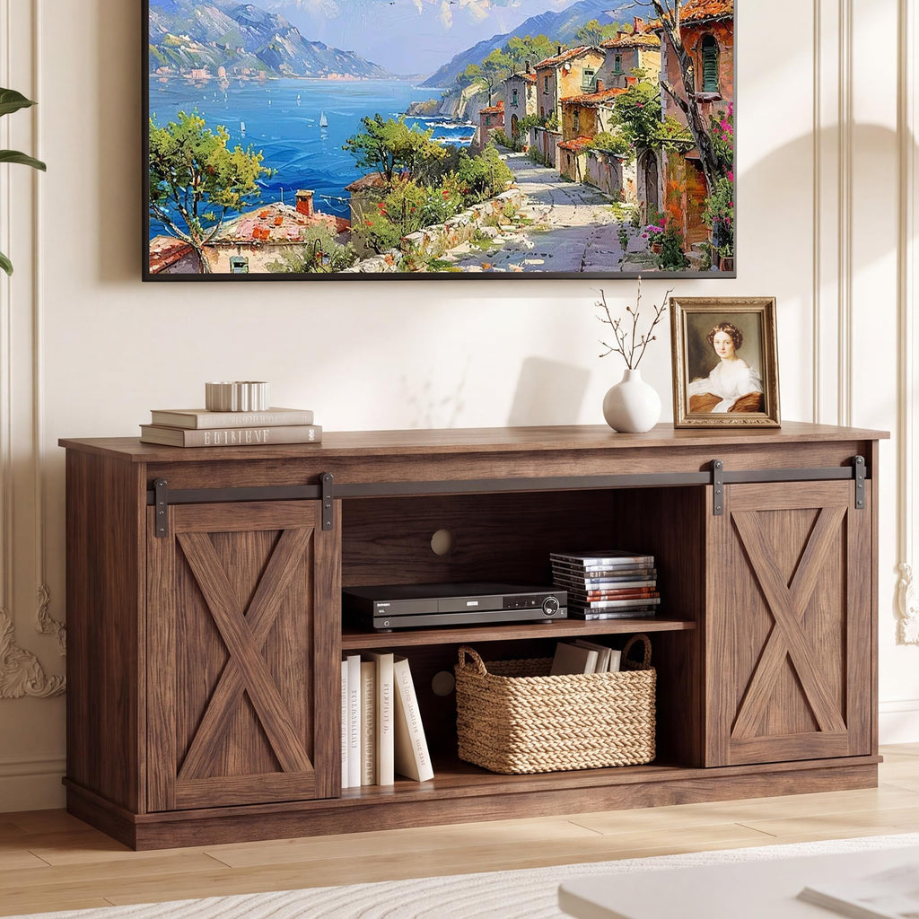 65 Inch Rustic Brown Farmhouse TV Stand D429