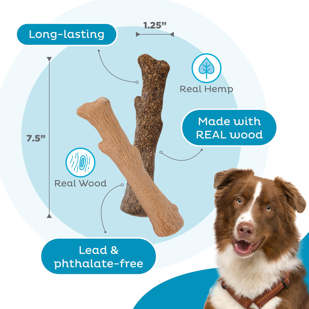Dogwood Calming Stick Dog Chew Toy, Medium, 7.5", 2-Pack W819107