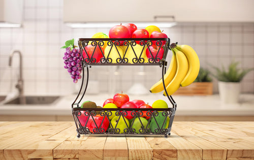 2-Tier Countertop Fruit Basket Bowl Storage K812