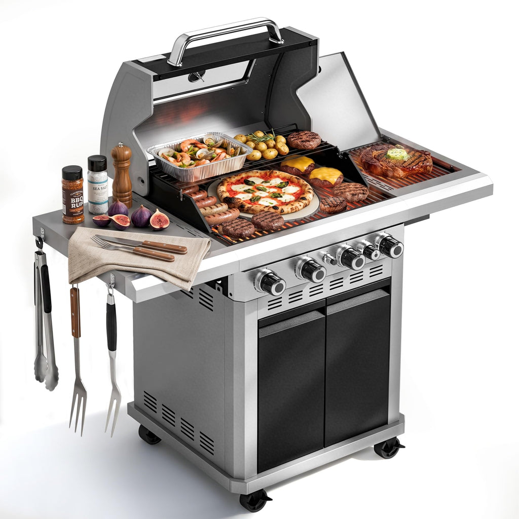 4 Burner Propane Gas BBQ Grill with Infrared Sear Burner X9683
