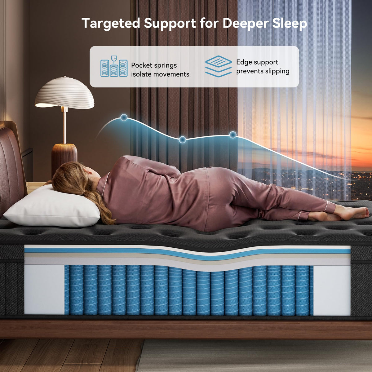 Queen 14 Inch Hybrid Spring Medium Firm Mattress C95052