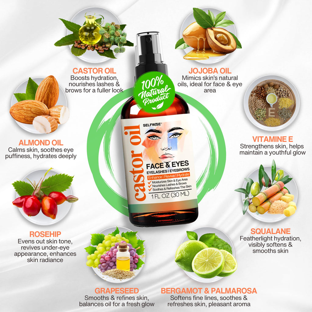 Organic Castor Oil with Jojoba Rosehip Grapeseed Squalane Vitamin E 1oz S482