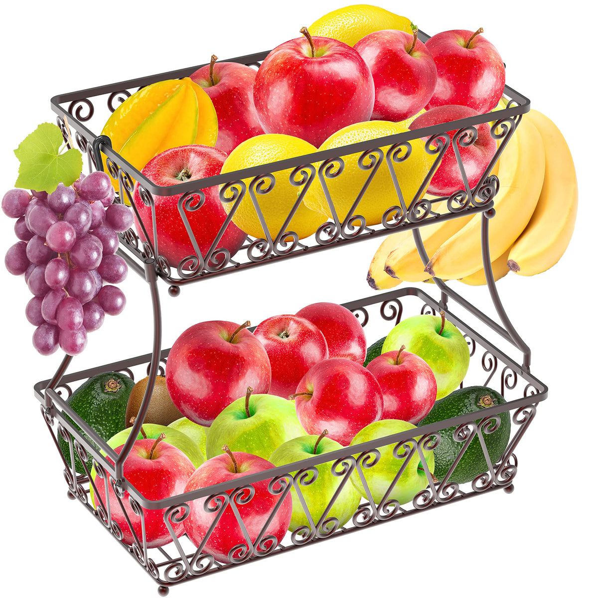 2-Tier Countertop Fruit Basket Bowl Storage K812