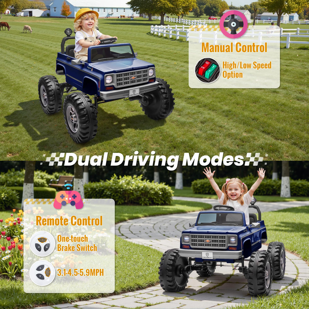 24V Blue 4WD Ride on Monster Truck Car Y398