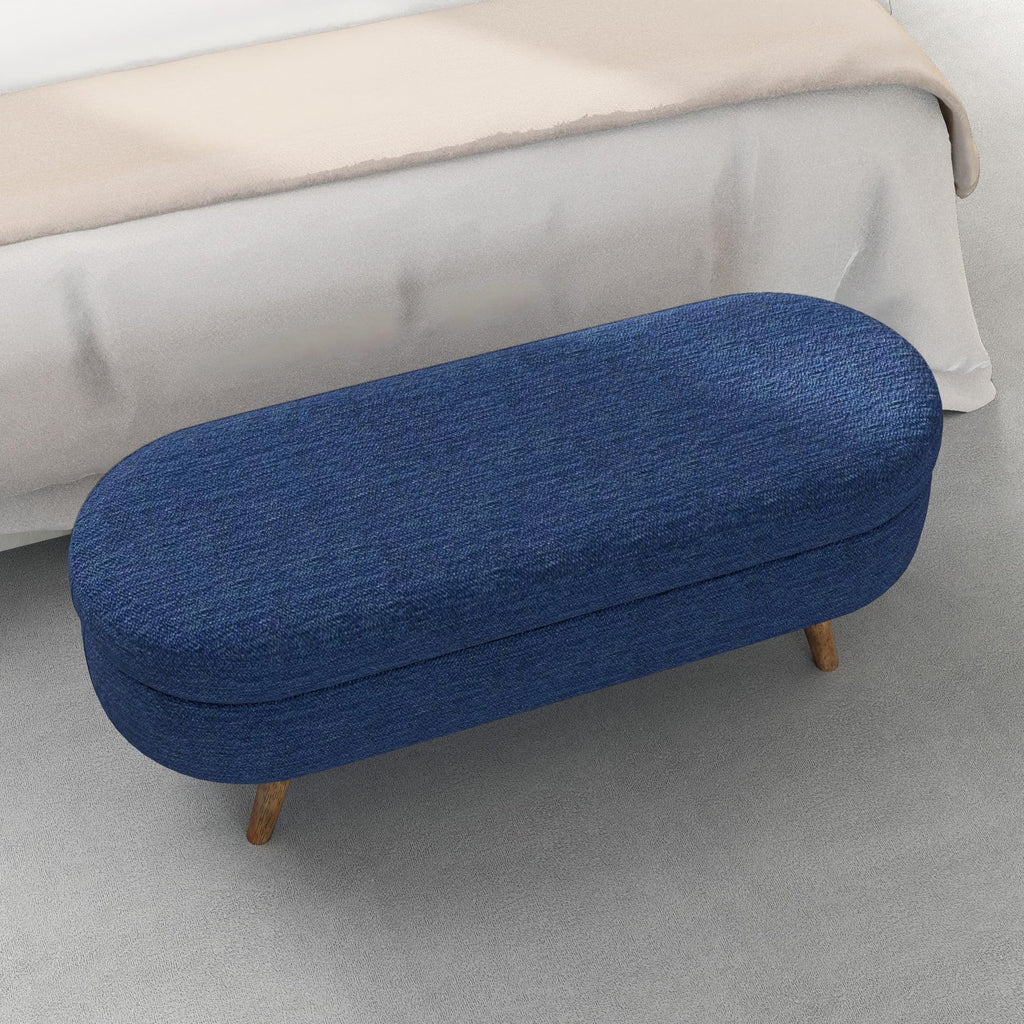 Oval Storage Bench with Rubber Wood Legs A490293