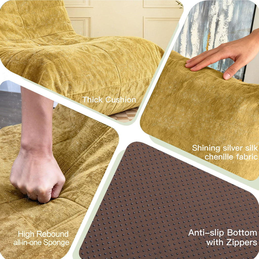 Yellow Bean Bag Chair with Memory Foam E40182
