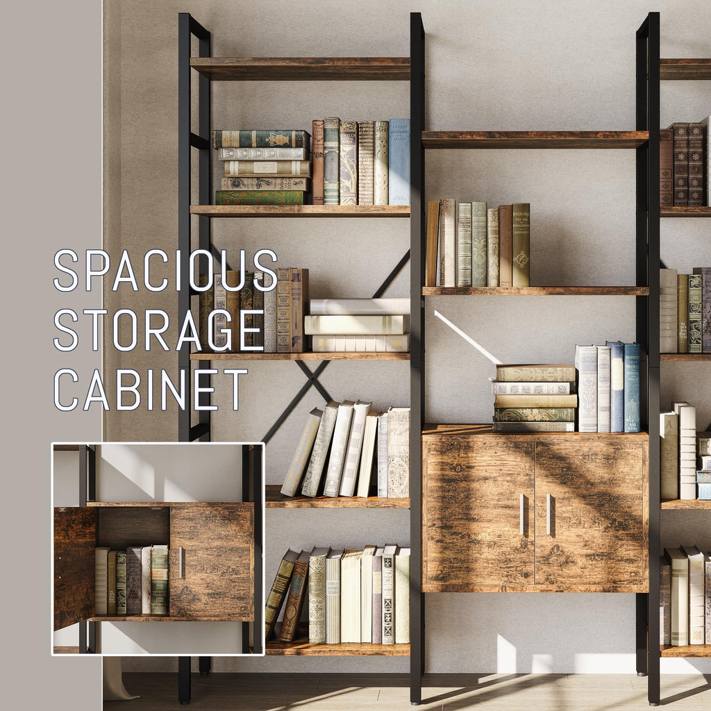 70 x 70" 5 Tier Bookcase with Storage Cabinet Rustic Brown U227908