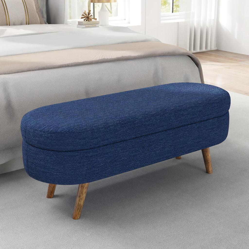 Oval Storage Bench with Rubber Wood Legs A490293