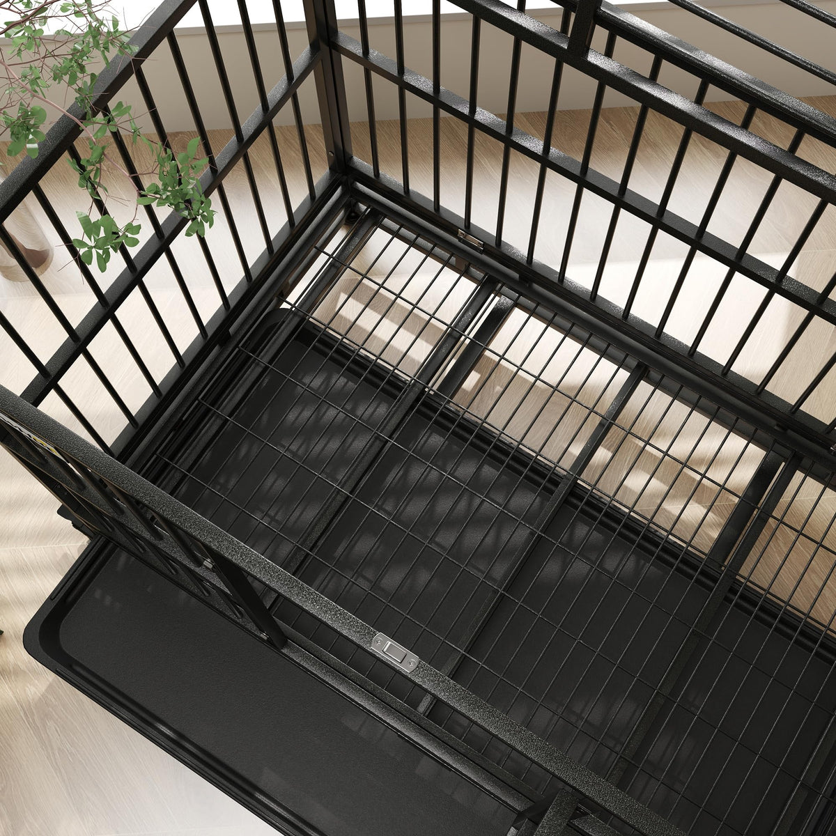 48" Heavy Duty Metal Dog Crate with Lockable Wheels Q955974