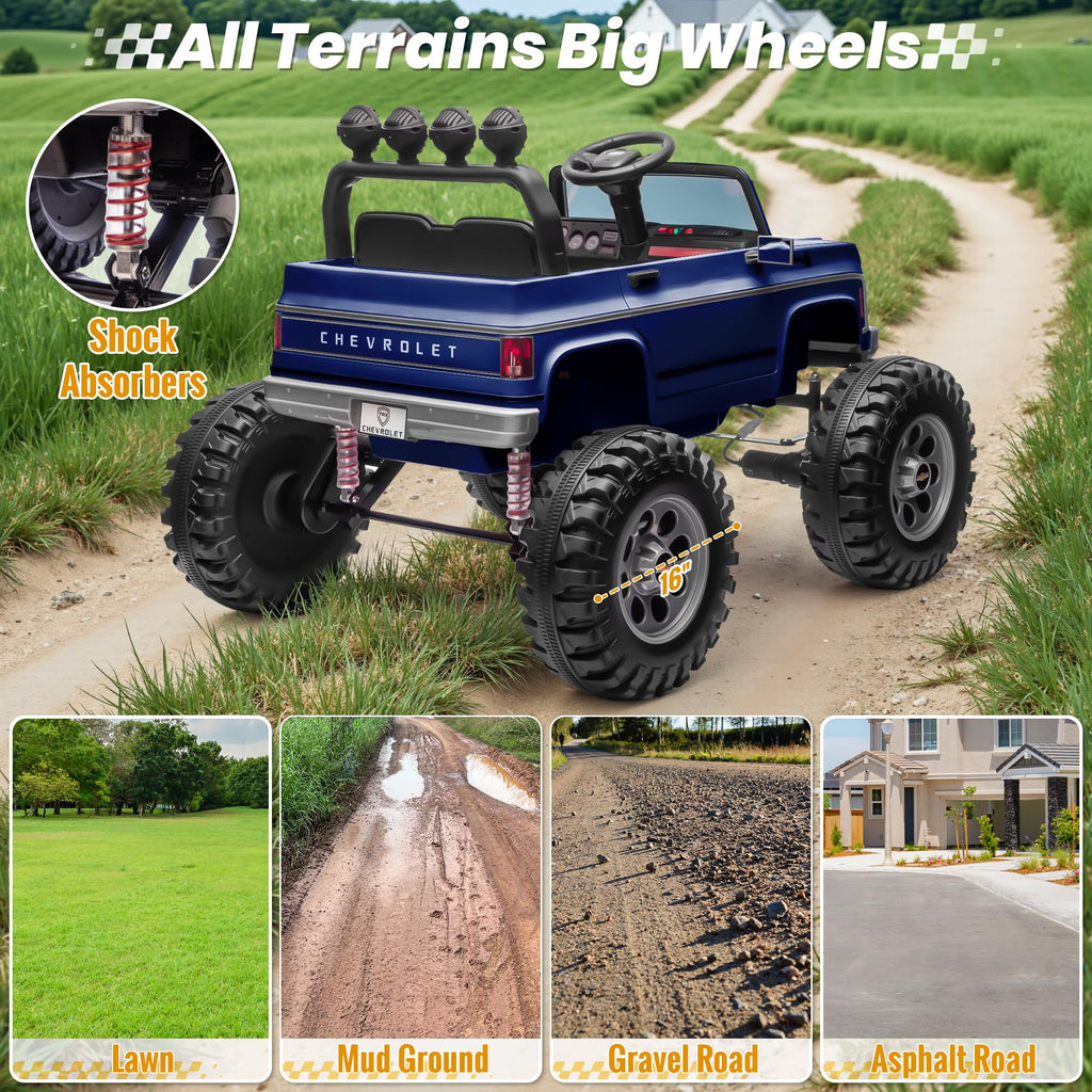 24V Blue 4WD Ride on Monster Truck Car Y398