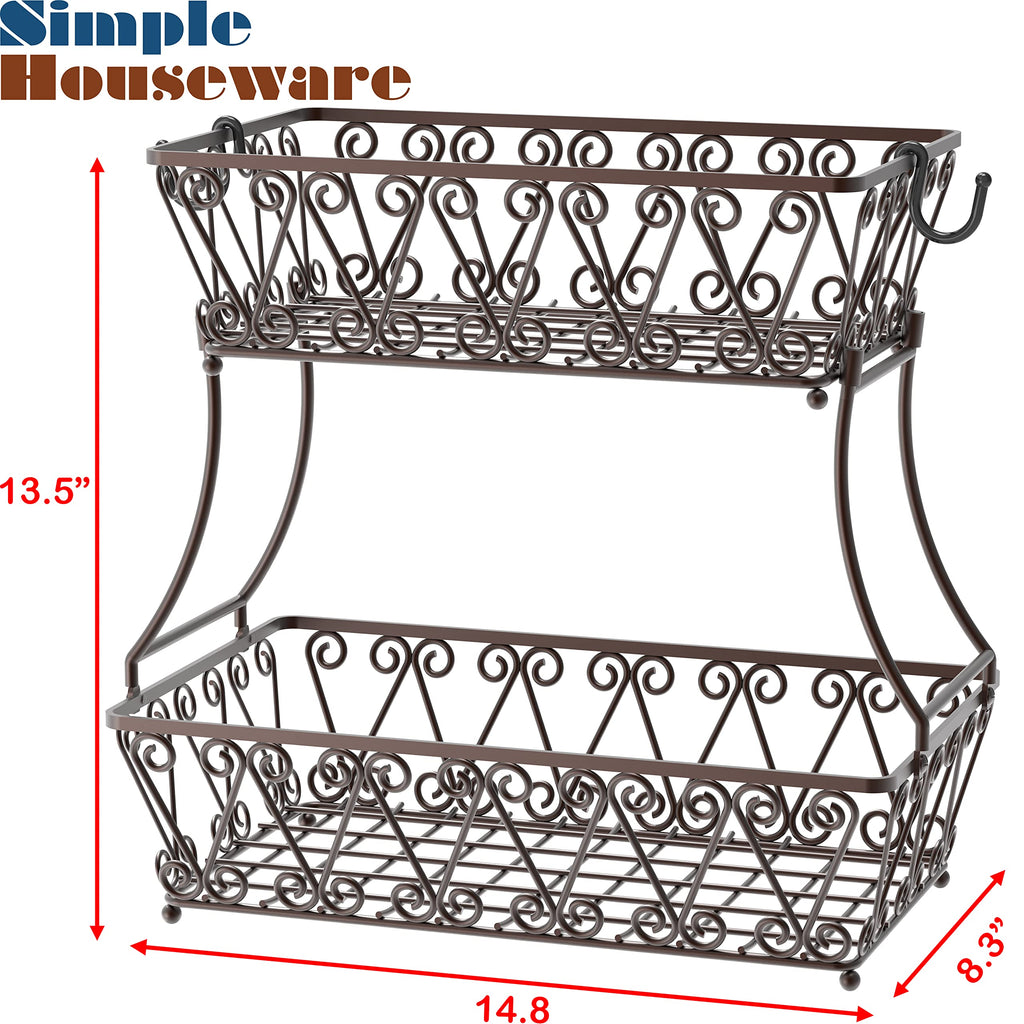 2-Tier Countertop Fruit Basket Bowl Storage K812
