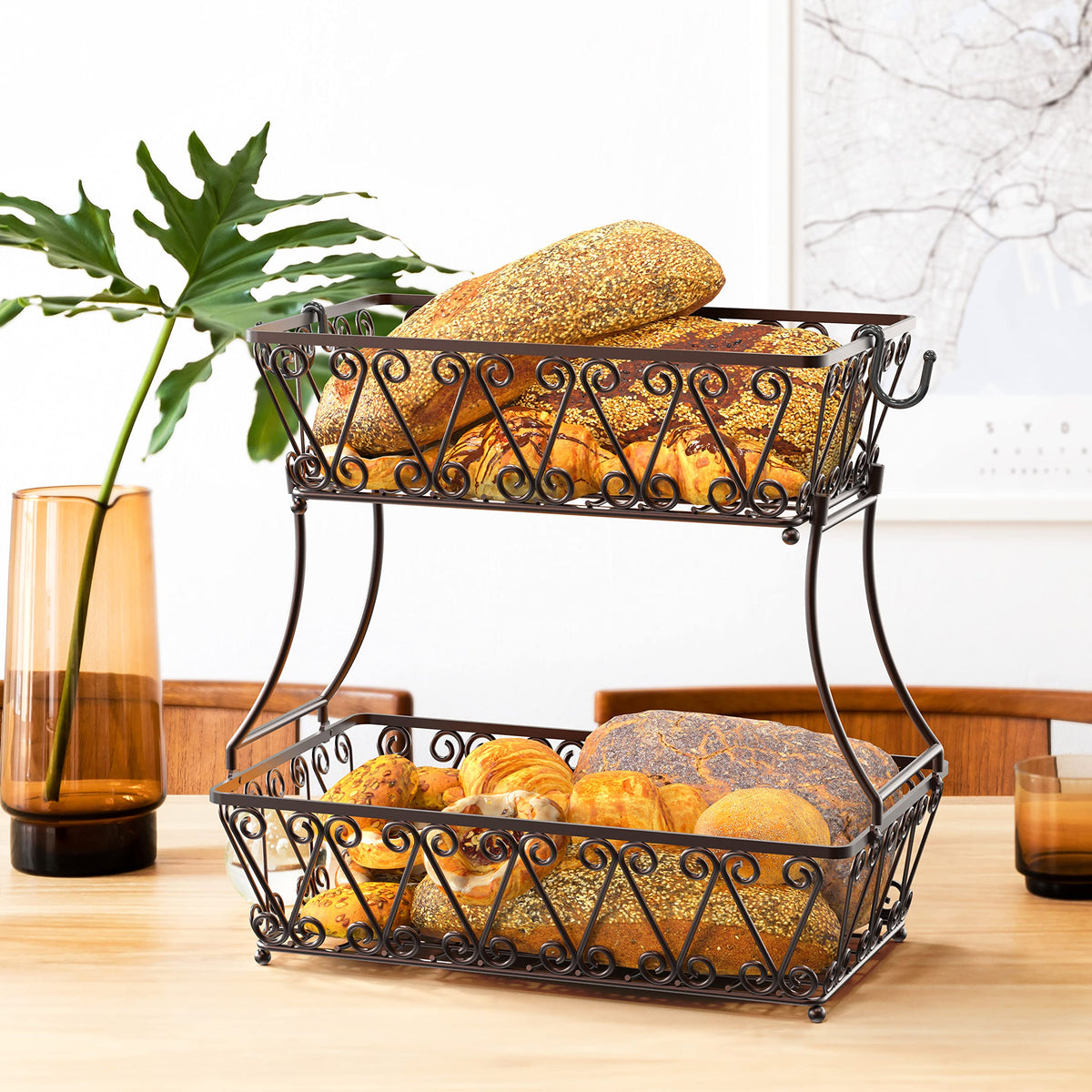 2-Tier Countertop Fruit Basket Bowl Storage K812